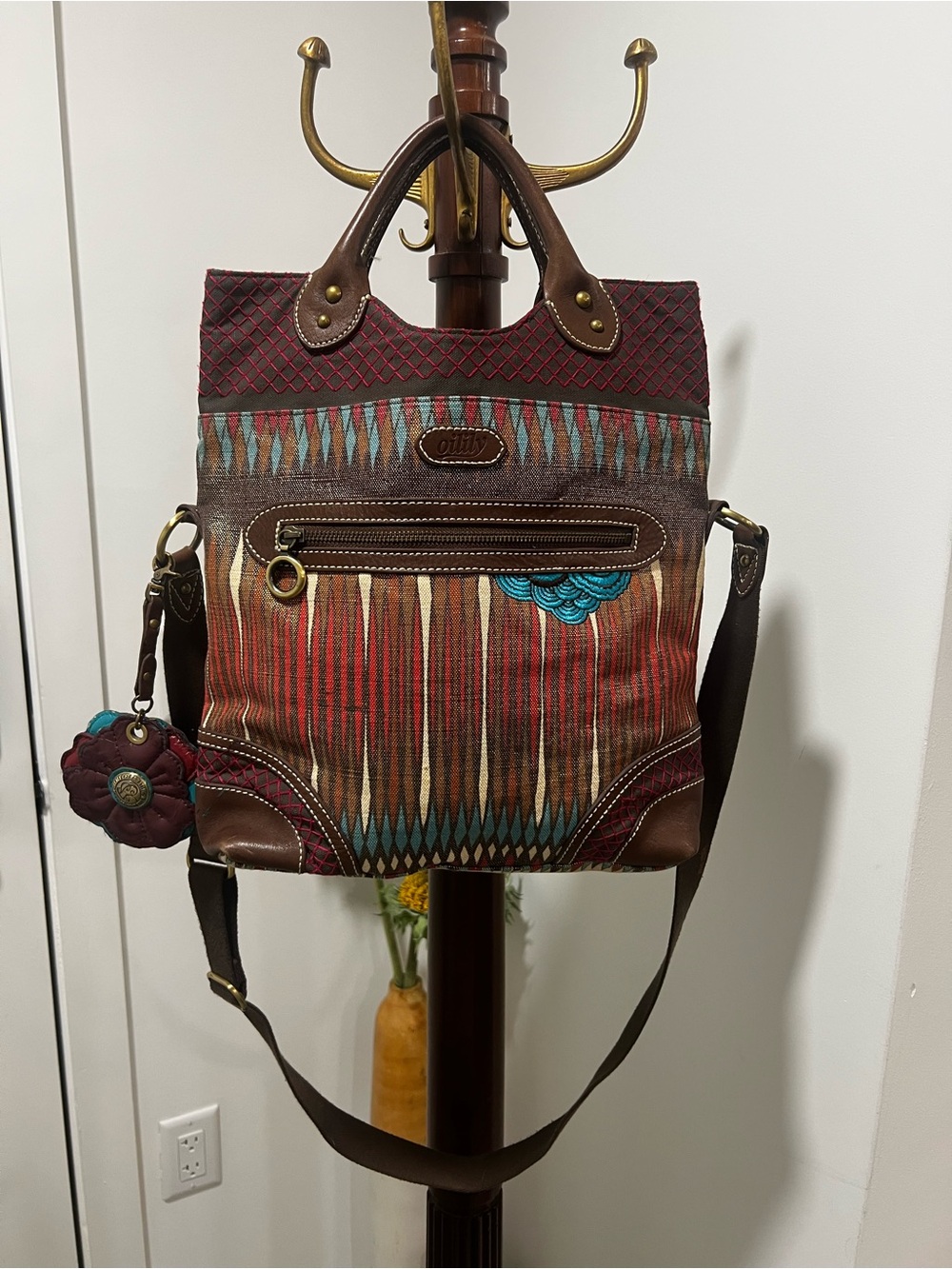 Oilily Multicolor Red Brown Patterned Shoulder Bag